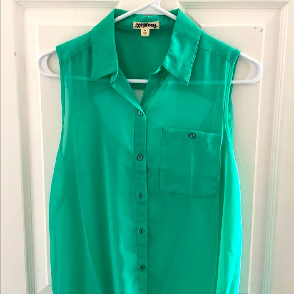 Shear mint green tank